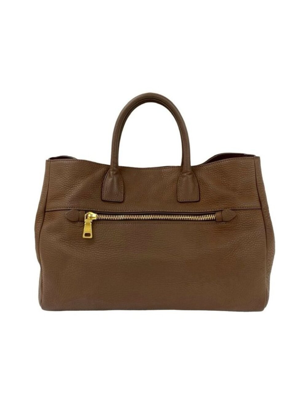 Prada Logo Vitello Daino Leather Tote Business A4 Brown - Picture 3 of 10